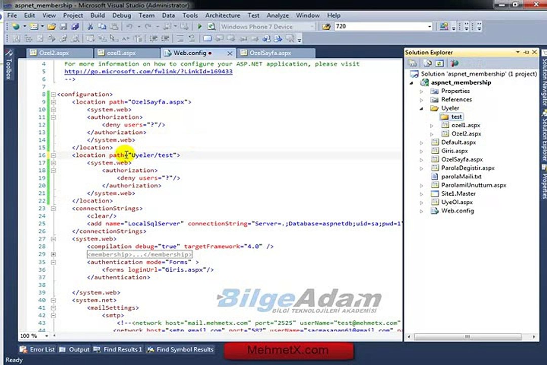 C# Dersleri - ASP.NET Membership Part 5