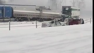 Footage of Massive road accident in Michigan.