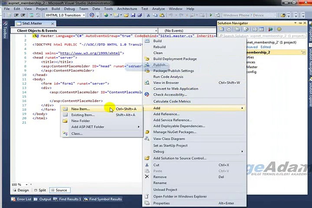 C# Dersleri - ASP.NET Membership Part 6