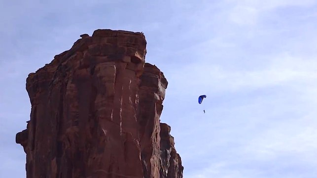 FIRST EVER BASE JUMP With 28m Velocity Paraglider From a Cliff in Moab Utah!
