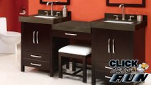 Decolav Cameron Bathroom Vanity with granite top, Storage Cabinet, and Framed Mirror