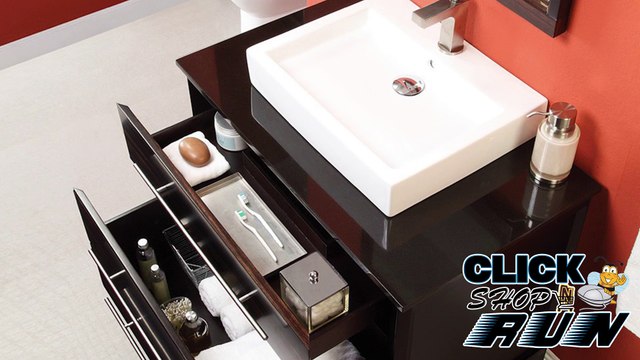 Decolav Mila Bathroom Vanity with granite top, Storage Cabinet, and Framed Mirror