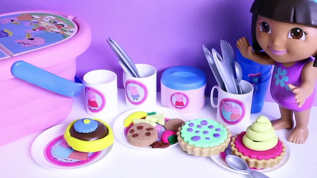 Play Doh Peppa Pig Picnic Basket Cesta de Picnic Dora The Explorer Dough Set Toys