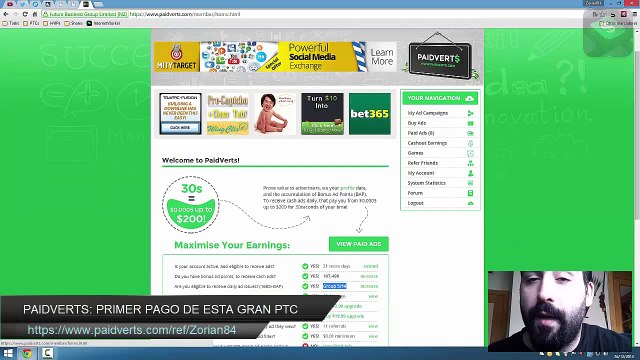PaidVerts: Comprobante de pago de esta gran PTC (26/12/2014)