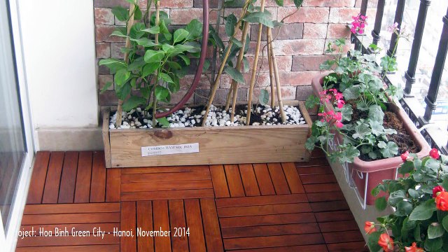 Ván Sàn Gỗ Tự Nhiên - Trang Trí Ban Công - Chung cư Hòa Bình Green City - Hà Nội
