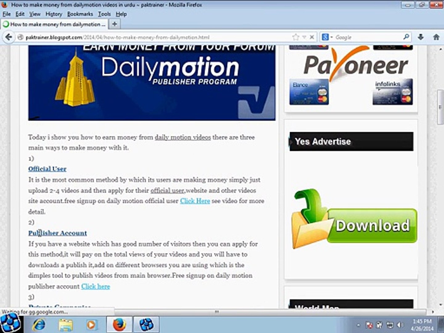 How To Make Money From Daily Motion Videos In Urdu Video Dailymotion - 
