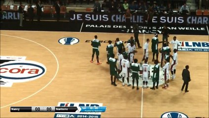 Une minute d'émotion "Je Suis Charlie" lors de SLUC Nancy / Nanterre (10/01/2015)