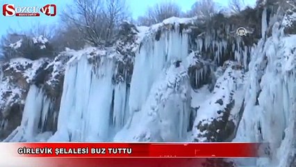 Girlevik Şelalesi buz tuttu