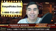 Houston Rockets vs. Oklahoma City Thunder Free Pick Prediction NBA Pro Basketball Odds Preview 1-15-2015