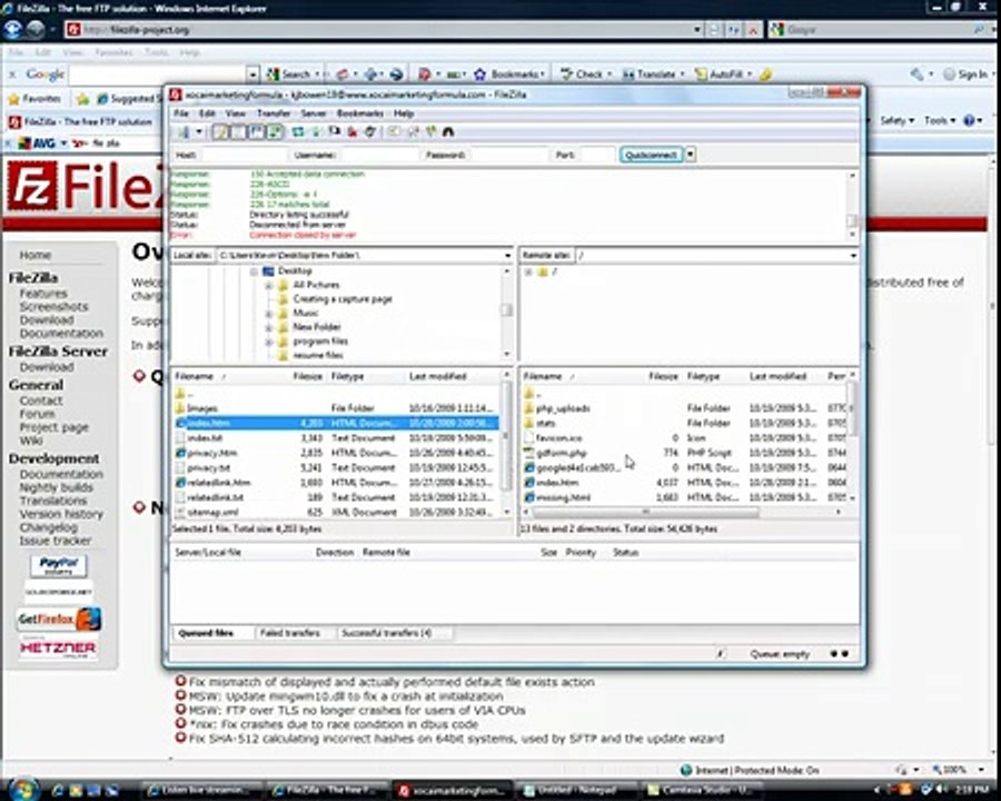 Uploading website using filezilla