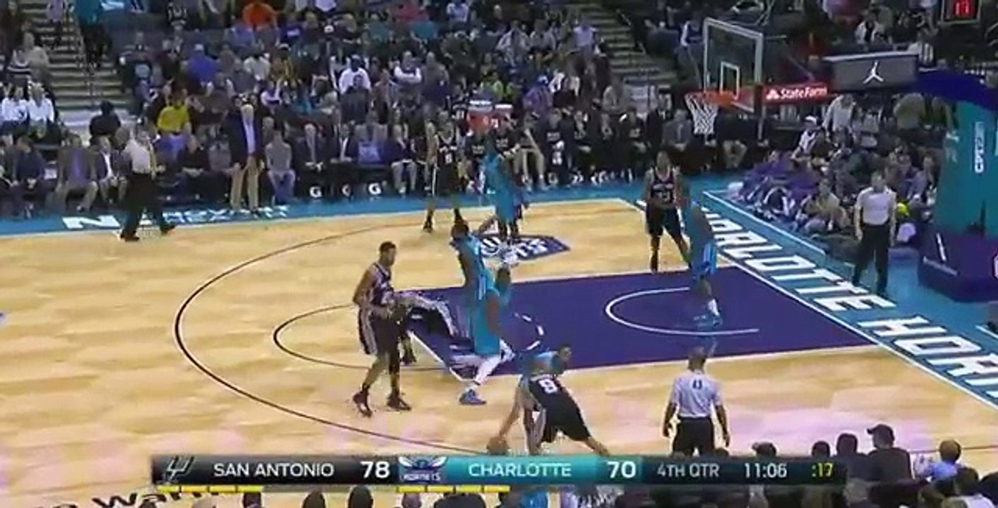P.J. Hairston flop on Tony Parker- San Antonio Spurs at Charlotte Hornets