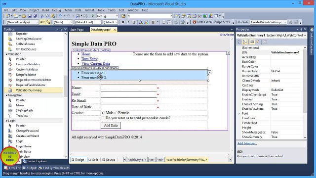 VB.NET Introduction to ASP.NET In Urdu - ValidationSummary Control