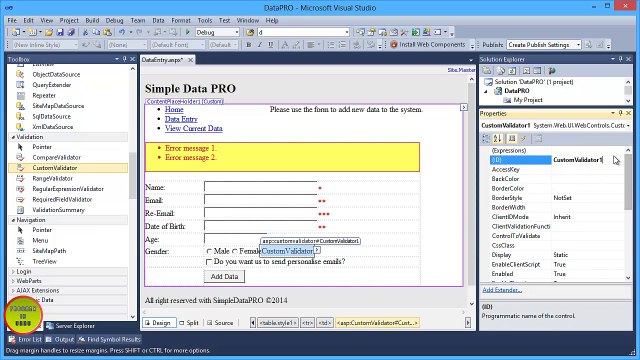 VB.NET Introduction to ASP.NET In Urdu - CustomValidator Control (Video 1)
