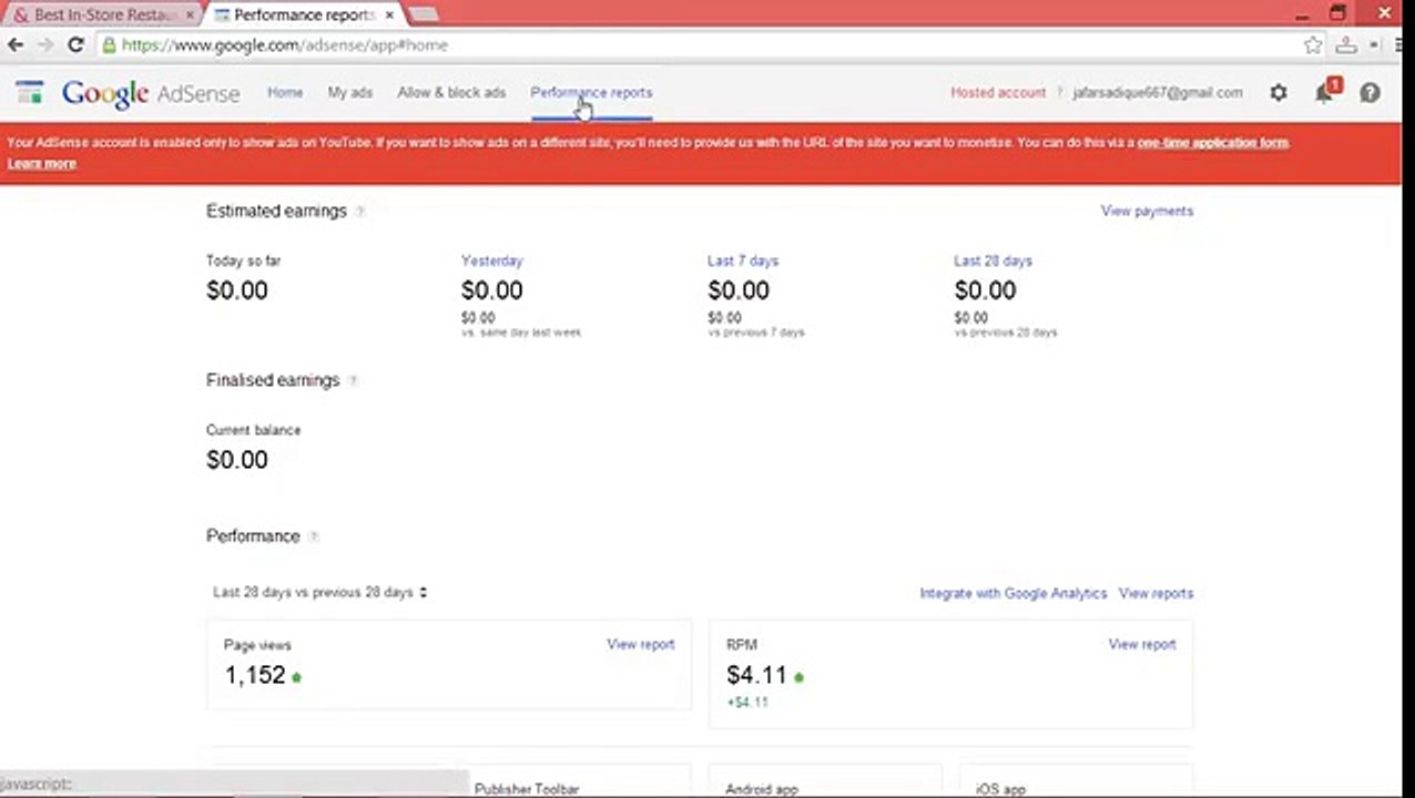 How to check YouTube Total Google Adsense Earning - Pakistan's fastest video portal