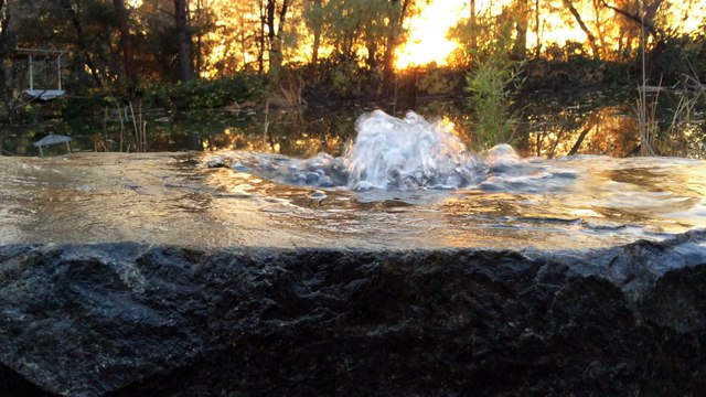 Flat rock top water fountain stone pond IMG_0673