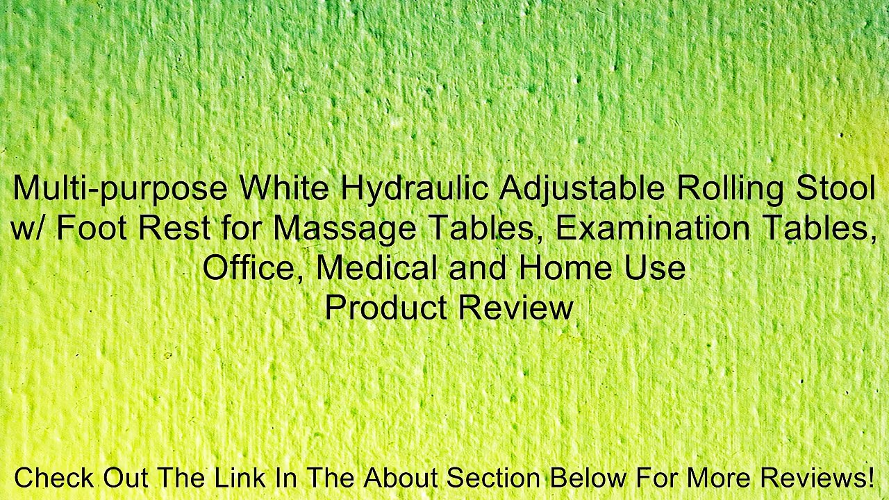 Multi-purpose White Hydraulic Adjustable Rolling Stool w/ Foot Rest for Massage Tables, Examination Tables, Office, Medical and Home Use Review