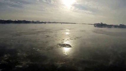 Drone Footage Shows Ice Fog in Montreal