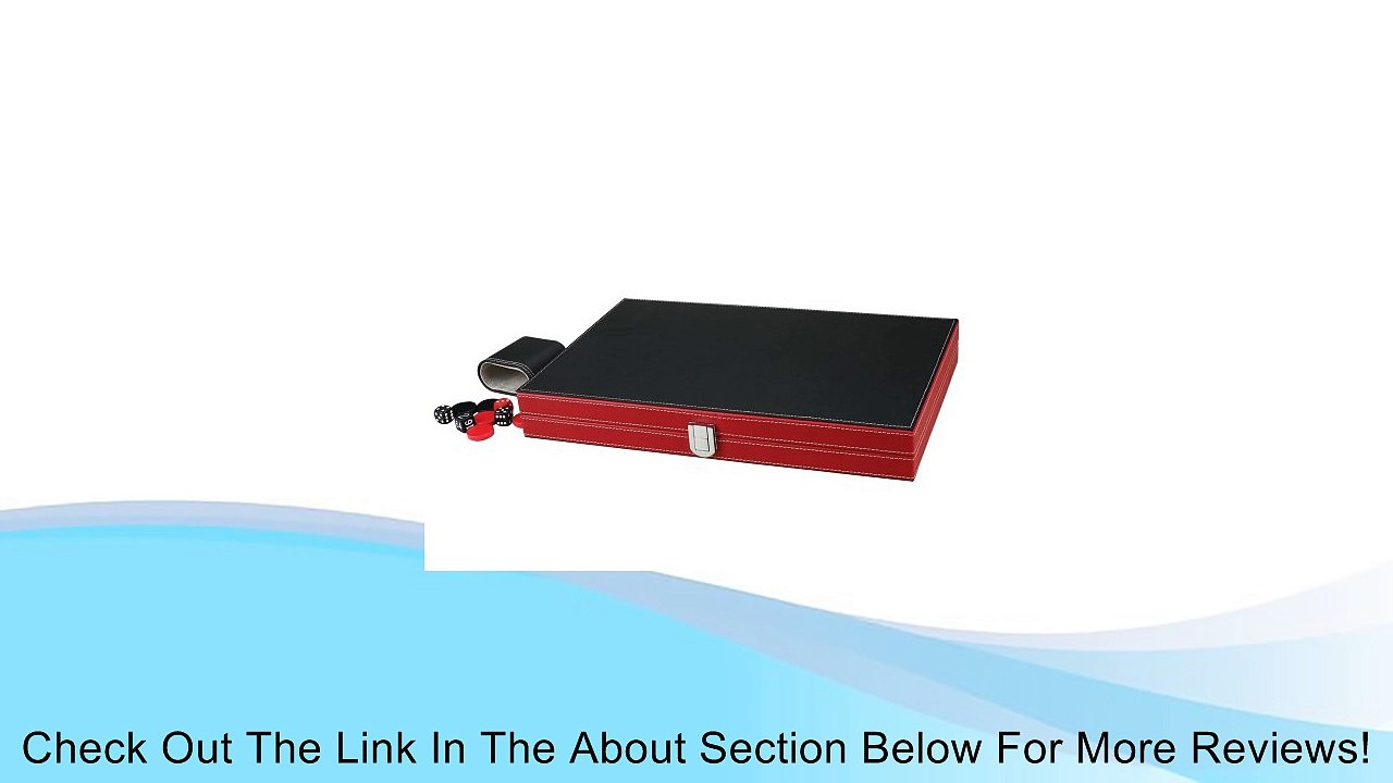 Brandon Red and Black Leatherette Backgammon Set - 15 Inch Folding Travel Board Game - Large Review