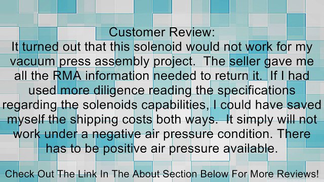 MettleAir 3V310-10-AC220 Solenoid Air Valve, 3 Way, 2 Position, Normally Closed, 220V, AC, 3/8 NPT (Pack of 10) Review