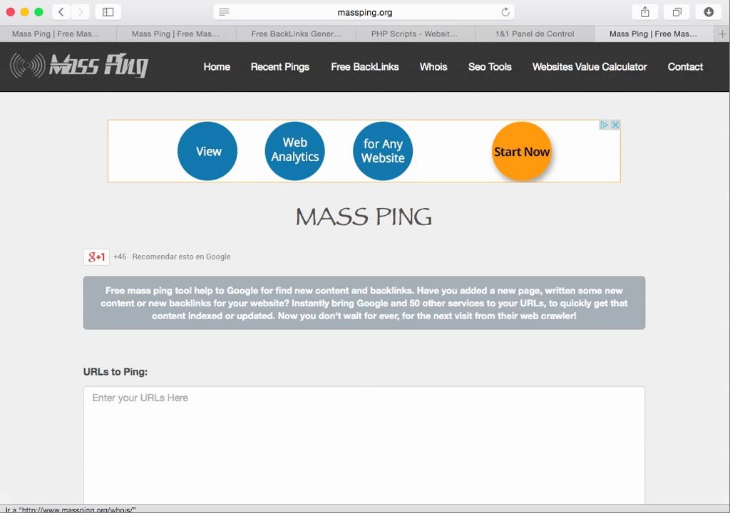 mass ping - Free mass ping and SEO tools