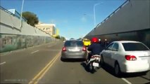 Funny Videos_ Stupid motorbiker tried overtake and fell _
