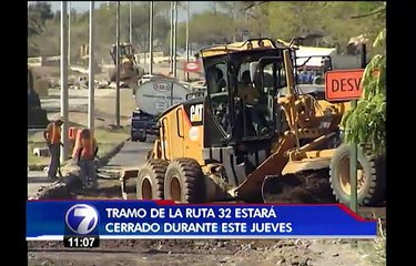 Paso por Ruta 32 estará cerrado este jueves por trabajos en la vía