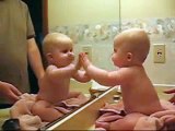 funny baby in the mirror. CUTE! cute! CUTE!