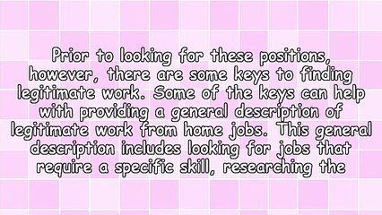Legitimate Work From Home Jobs