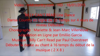 Billy Can't Read Line Dance Demo