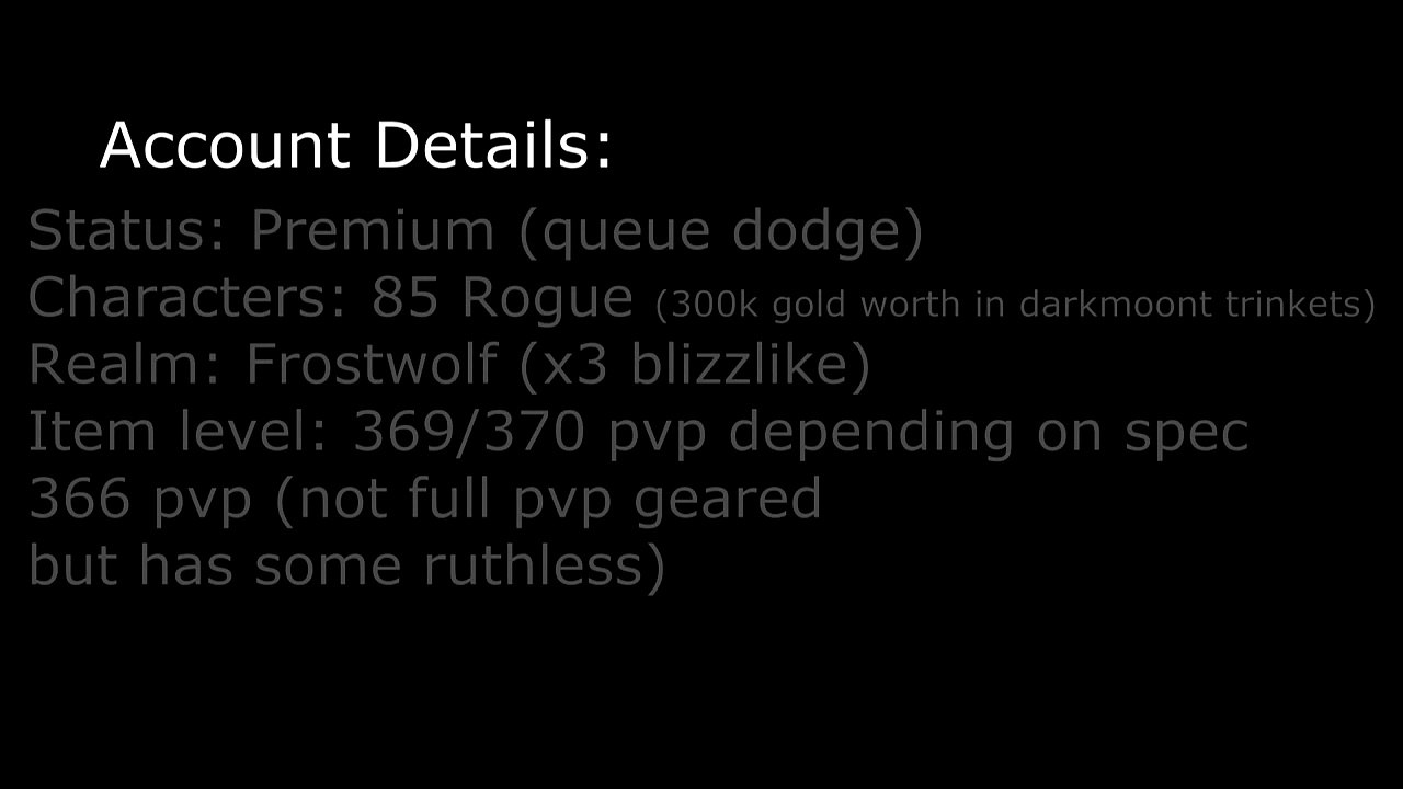 Buy Sell Accounts - Selling Molten-wow Premium Accounts 85 Rogue FROSTWOLF CHEAP