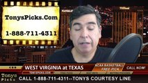 Texas Longhorns vs. West Virginia Mountaineers Free Pick Prediction NCAA College Basketball Odds Preview 1-17-2015
