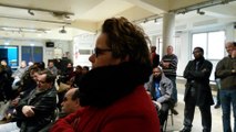 Intervention de Silvia Capanema, candidate de Saint-Denis Front de Gauche aux élections départementales dans le canton qui regroupe une partie de Saint-Denis avec Stains. dans une réunion à Stains
