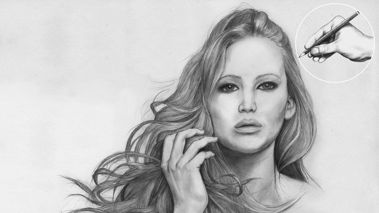 ✎ portrait zeichnen - jennifer lawrence - speed drawing - how to draw a realistic face