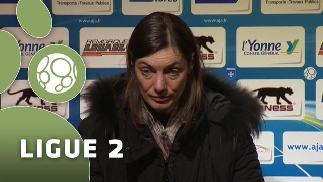 Conférence de presse AJ Auxerre - Clermont Foot (1-1) : Jean-Luc VANNUCHI (AJA) - Corinne DIACRE (CF63) - 2014/2015