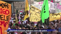 Brazil protesters and police clash at bus fare demo