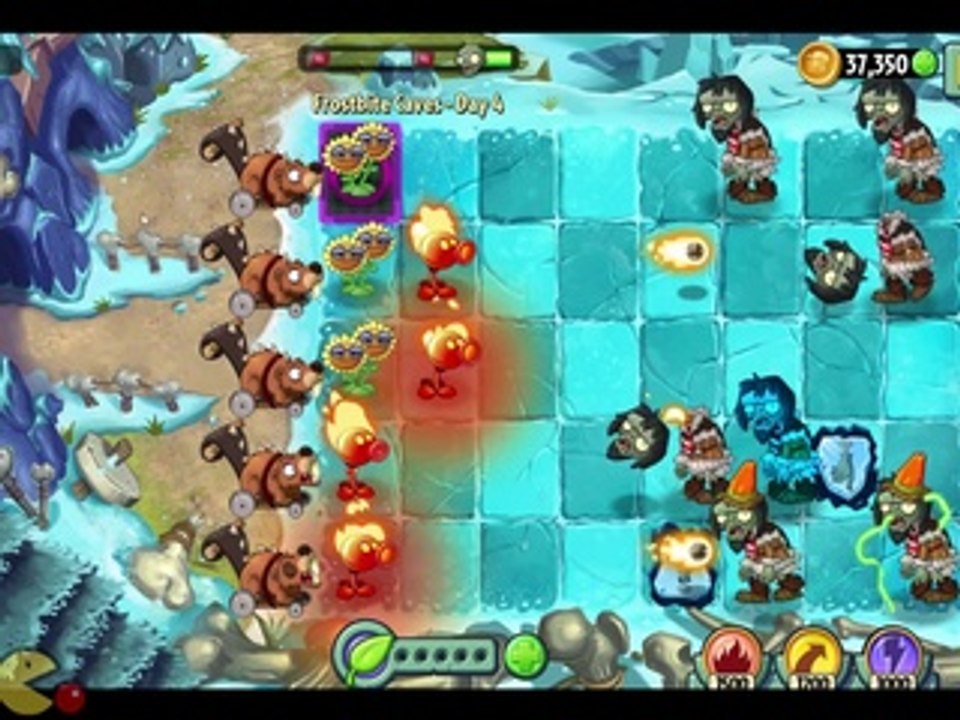 Plants vs Zombies 2  Frostbite Caves Day 4 Hunter Zombies Walkthrough Gameplay