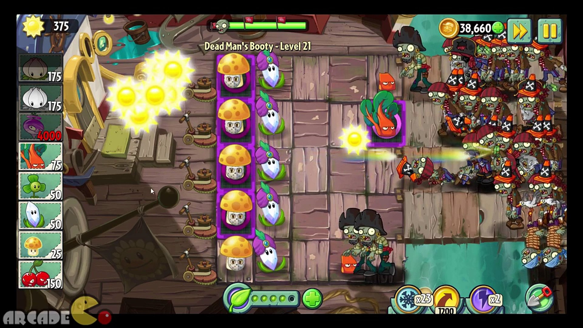 Plants Vs Zombies 2 Frostbite Caves Fire Peashooter Endless
