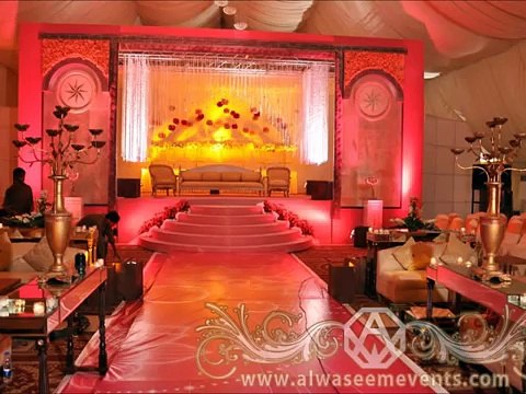 Walima Function - Mesmerizing Crimson - Best Wedding Arrangements Stages Design in Pakistan