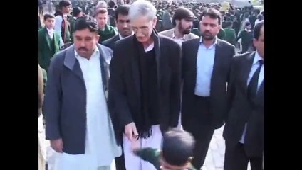 Imran Khan visit of APS.  welcome by APS Students inside the school