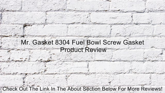 Mr. Gasket 8304 Fuel Bowl Screw Gasket Review