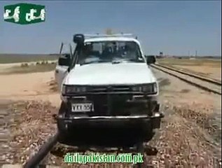 It,s really amazing nice car running on railway track.