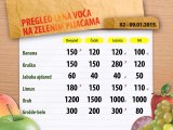 Cene voća na zelenim pijacama za period 02 - 09.01.2015.