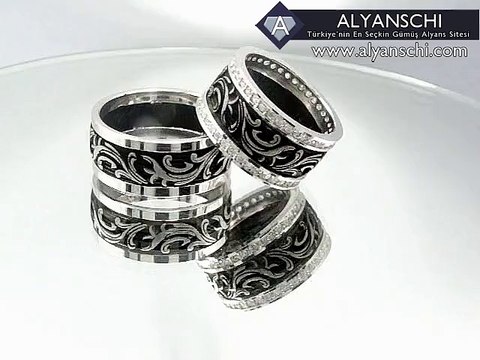 Yaprak Desenli Şık Gümüş Alyans