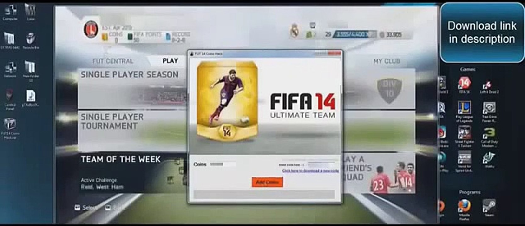 FIFA 14 Ultimate Team Coins cheat tool 2015 no surveys no passwords download