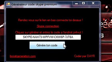GENERATEUR DE CODE PREMIUM SKYPE