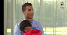 Too Cute! Cristiano Ronaldo’s son interrupts an interview wearing a full Superman Dress/HD/