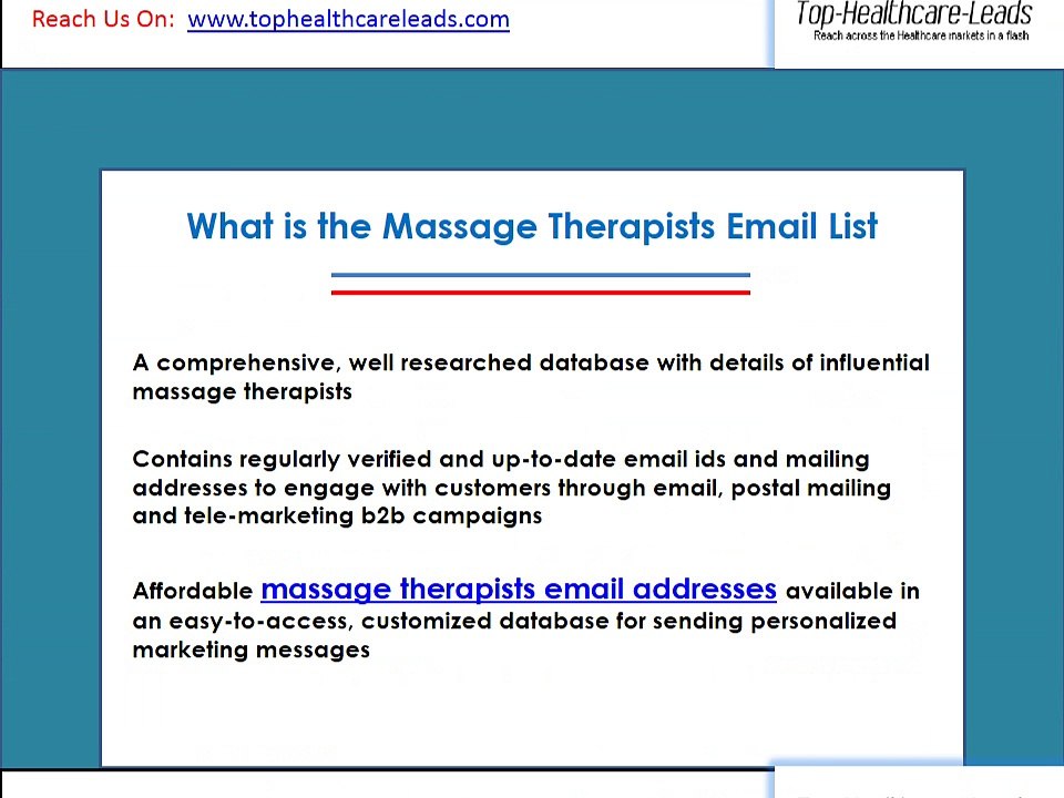 Successful Campaign with Massage Therapist Mailing List