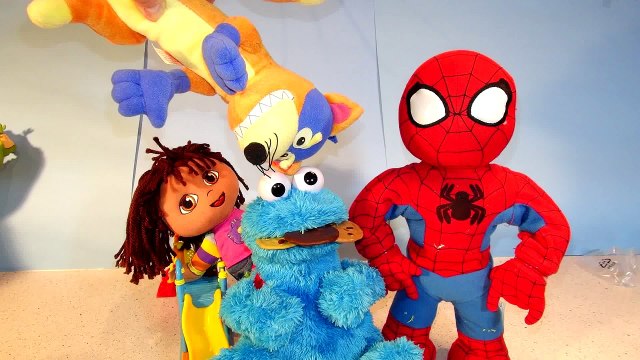 Sesame Street Cookie Monster Cookies Saved by Spiderman from Swiper