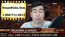Kansas Jayhawks vs. Oklahoma Sooners Free Pick Prediction NCAA College Basketball Odds Preview 1-19-2015