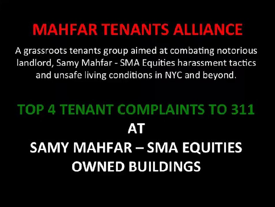Top Tenant Complaints Samy Mahfar SMA Equities